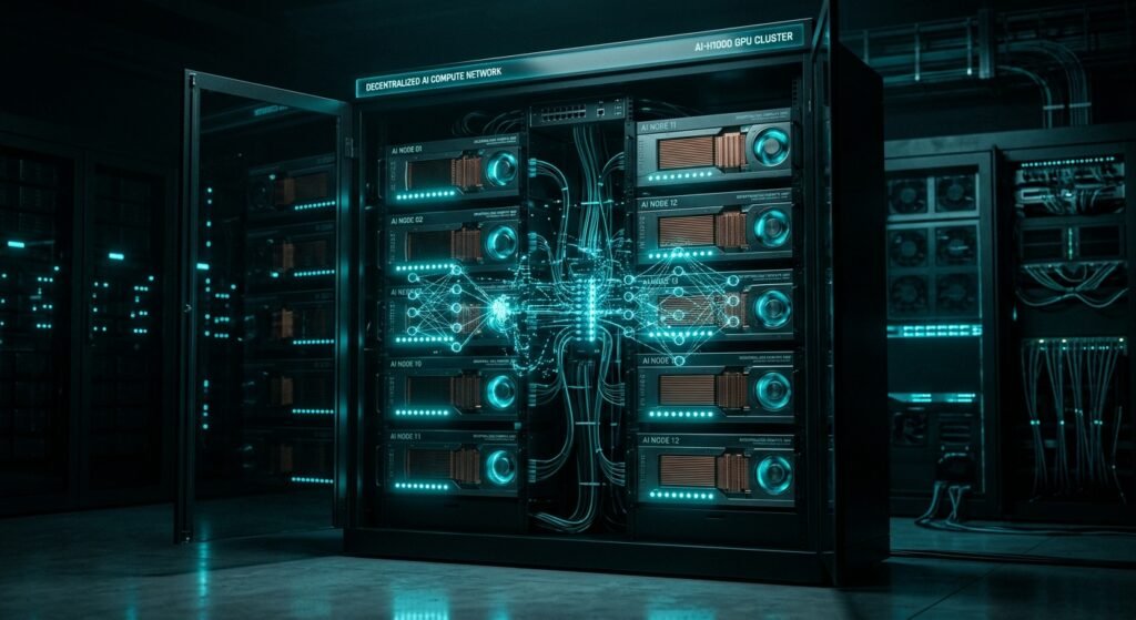 Decentralized GPU compute node infrastructure powering machine learning models.