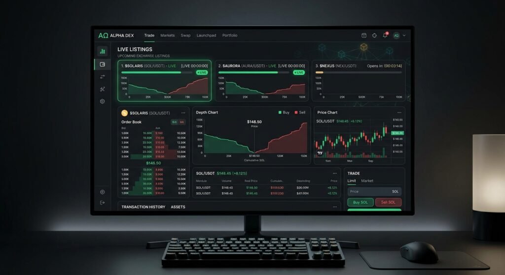Exchange listing and token debut tracking dashboard.